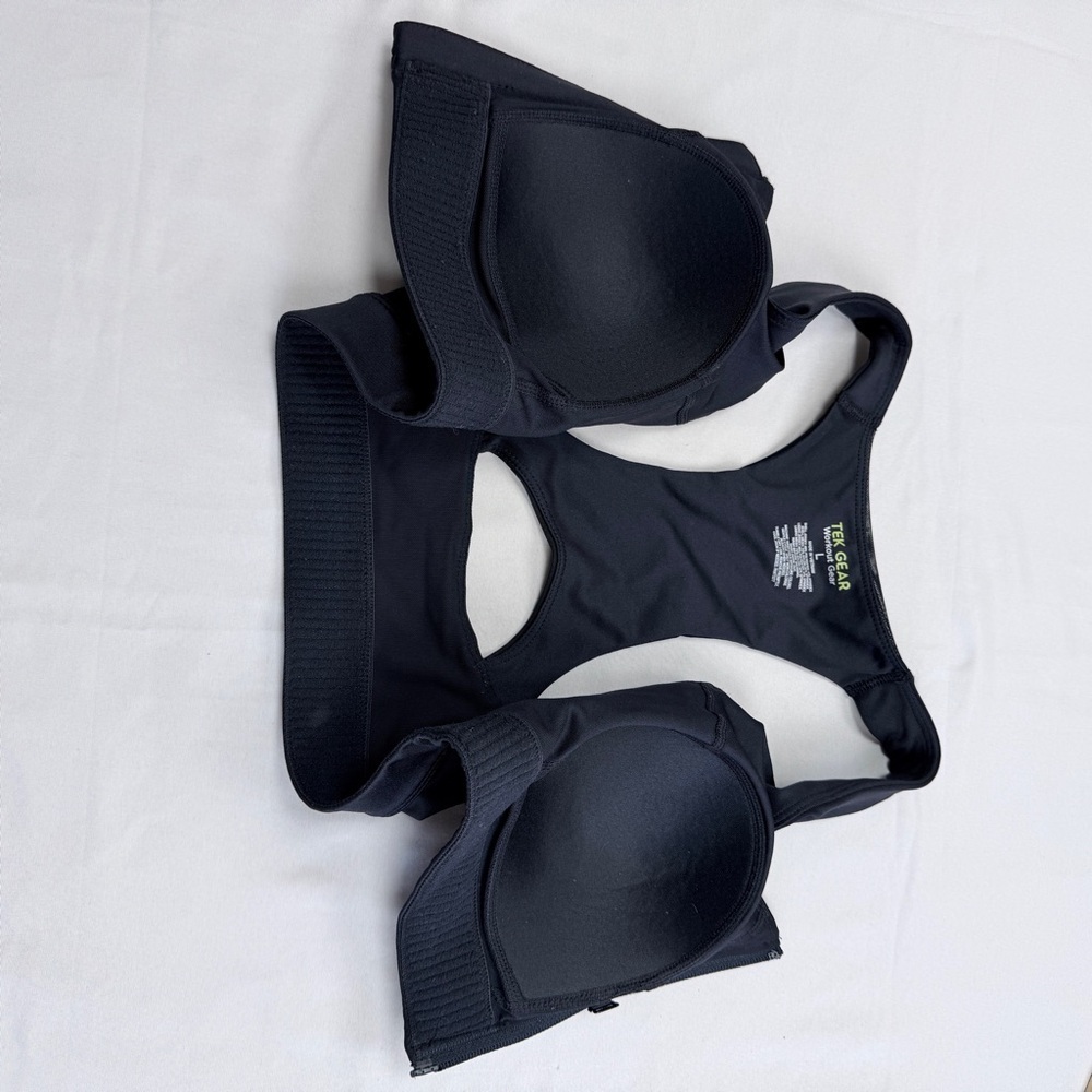 Tek Gear Black Zip-Front Sports Bra - Picture 4 of 9